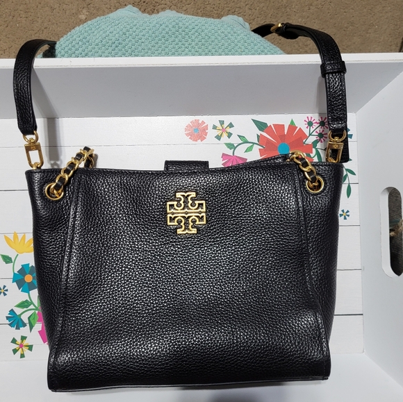 Tory Burch Britten Pebbled Leather Crossbody Tote NWOT - Picture 4 of 7